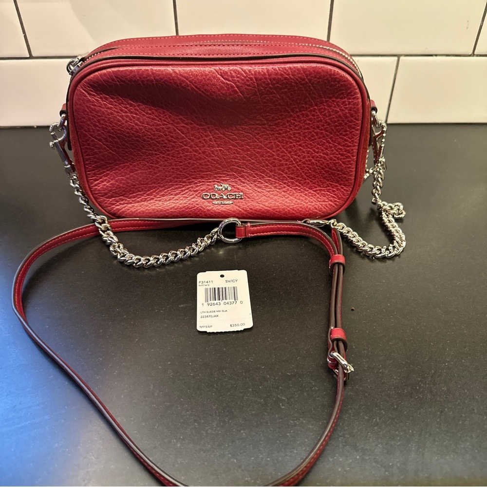 Coach Isla Crossbody Purse Cherry Red Leather